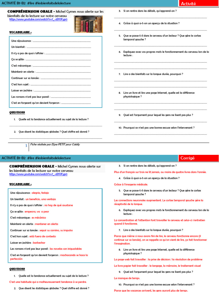 B1.B2 - Les Bienfaits de La Lecture Sur Le Cerveau | PDF