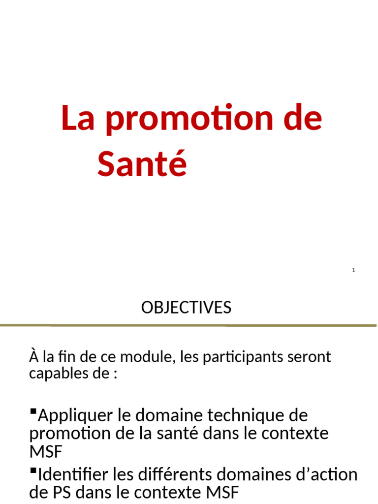 Promotion de la santé chez MSF | PDF | Promotion de la santé