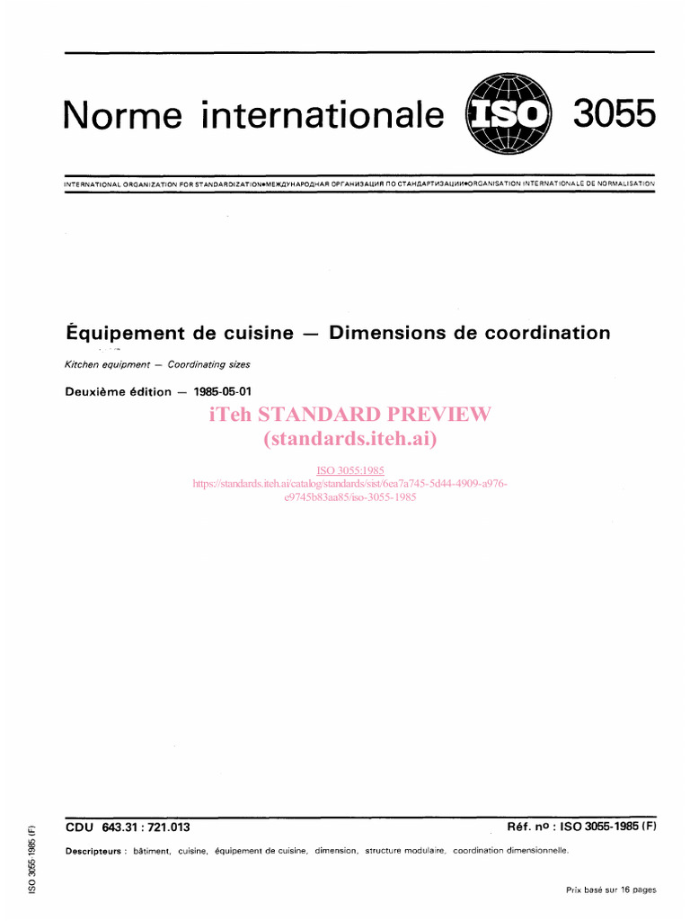 Dimensions de coordination en cuisine ISO 3055 | PDF | Organisation ...