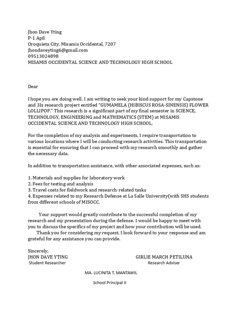 Support Request for STEM Research Project | PDF