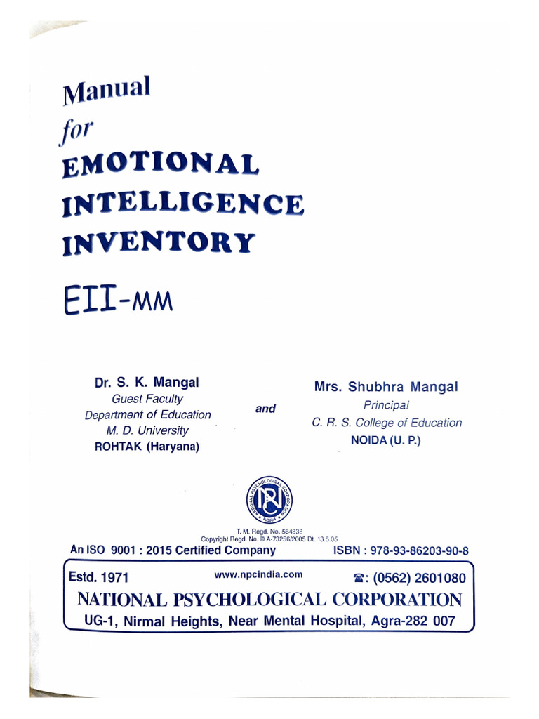 Emotional Intelligence Inventory | PDF | Validity (Statistics ...