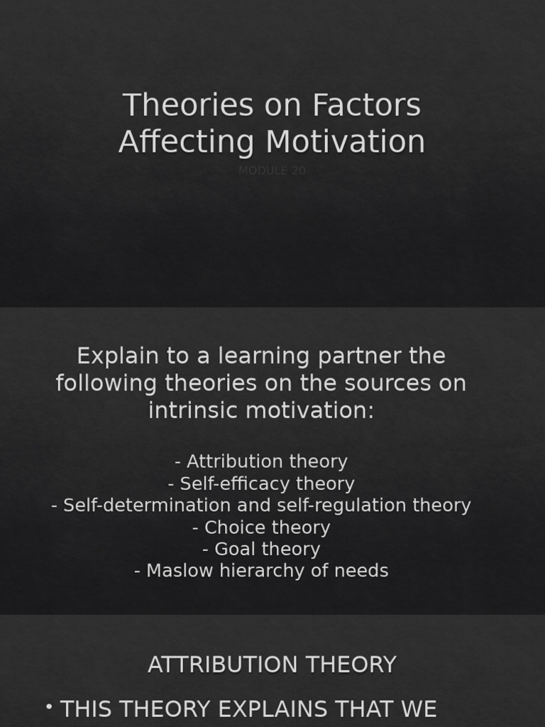 Theories Influencing Student Motivation | PDF | Self Efficacy ...