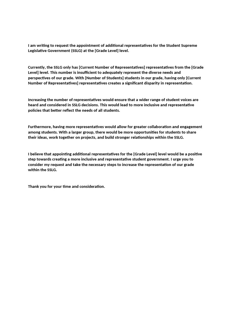 Increase SSLG Representatives Request | PDF