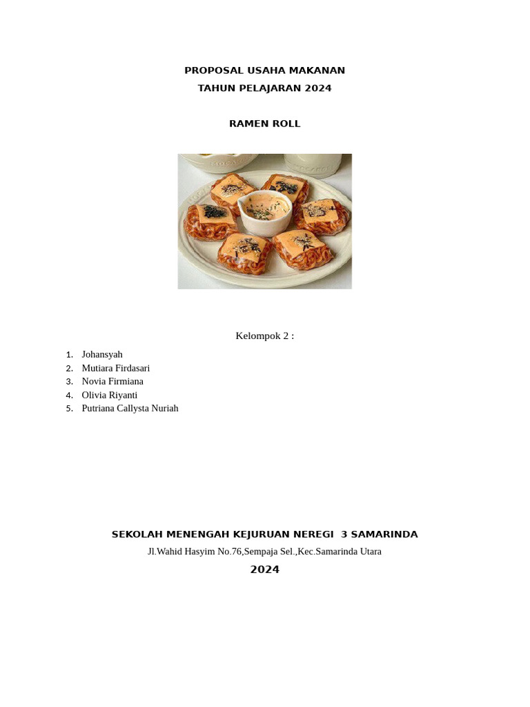Proposal Usaha Ramen Roll 2024 | PDF
