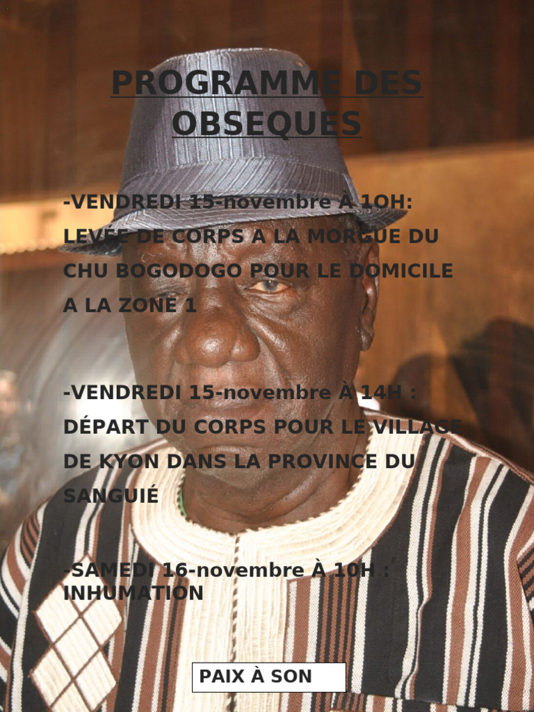 Programme des obsèques du 15-16 novembre | PDF