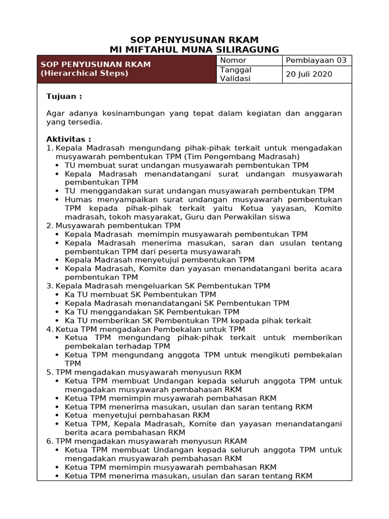 Sop Penyusunan Rkam | PDF