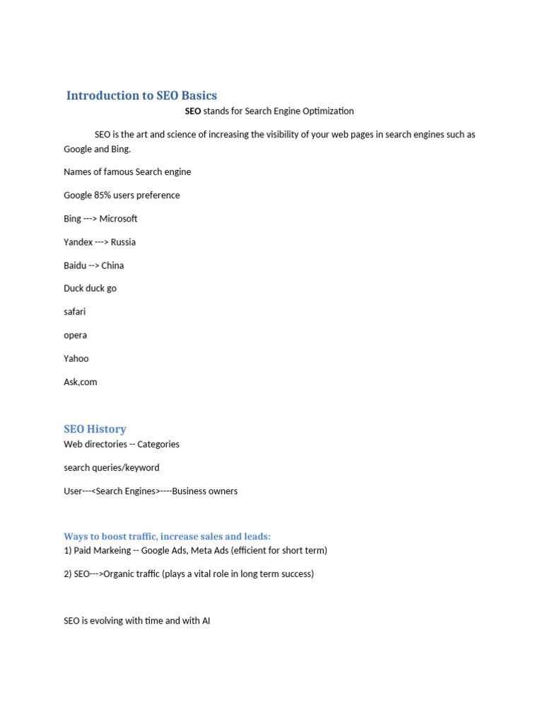 Seo notes | PDF | Search Engine Optimization | Web 2.0