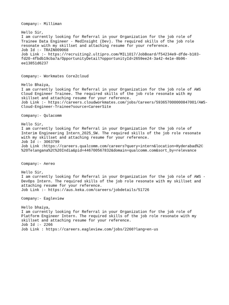 Referral Request for Engineering Intern | PDF
