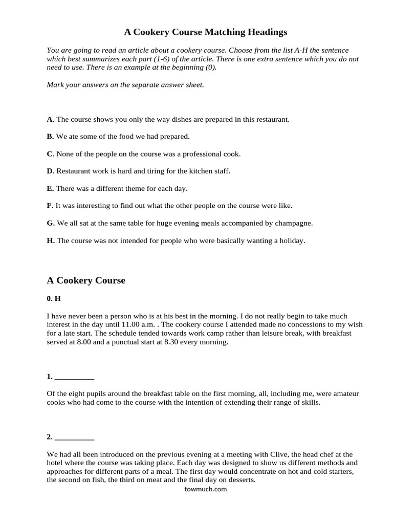 Cookery Course Summary and Insights | PDF | Cooking | Meal