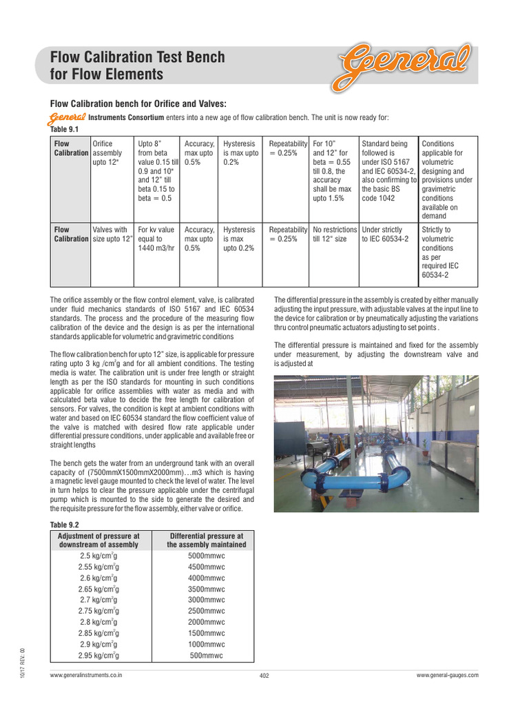 Flow Calibration Bench for Orifices & Valves | PDF | Calibration ...
