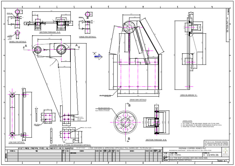 Nkana Mine Skip Locking Arm Drawing | PDF | Mining