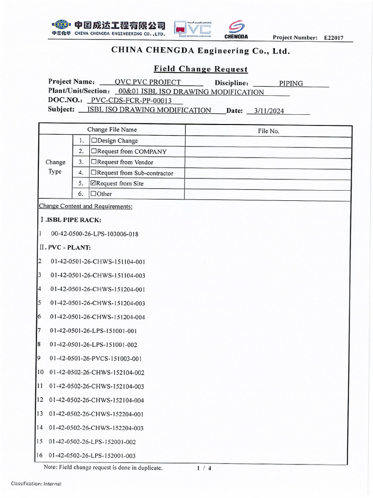 PVC Cds FCR PP 00013 Isbl Iso Drawing Modification | PDF