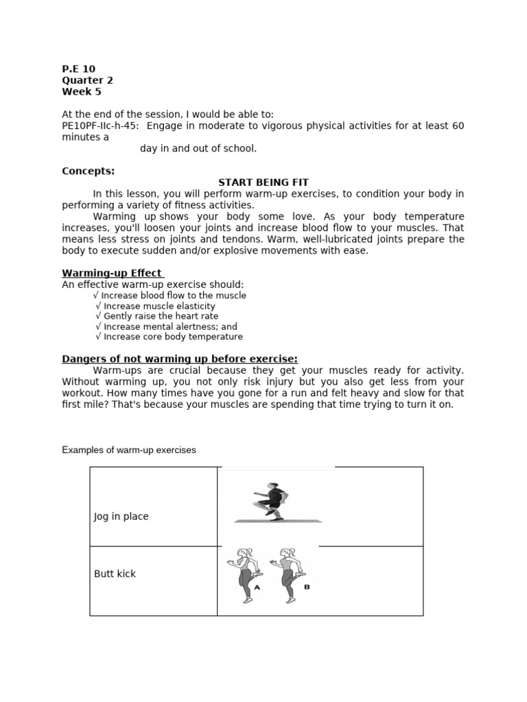 Warm-Up Exercises for Fitness Success | PDF | Physical Fitness ...