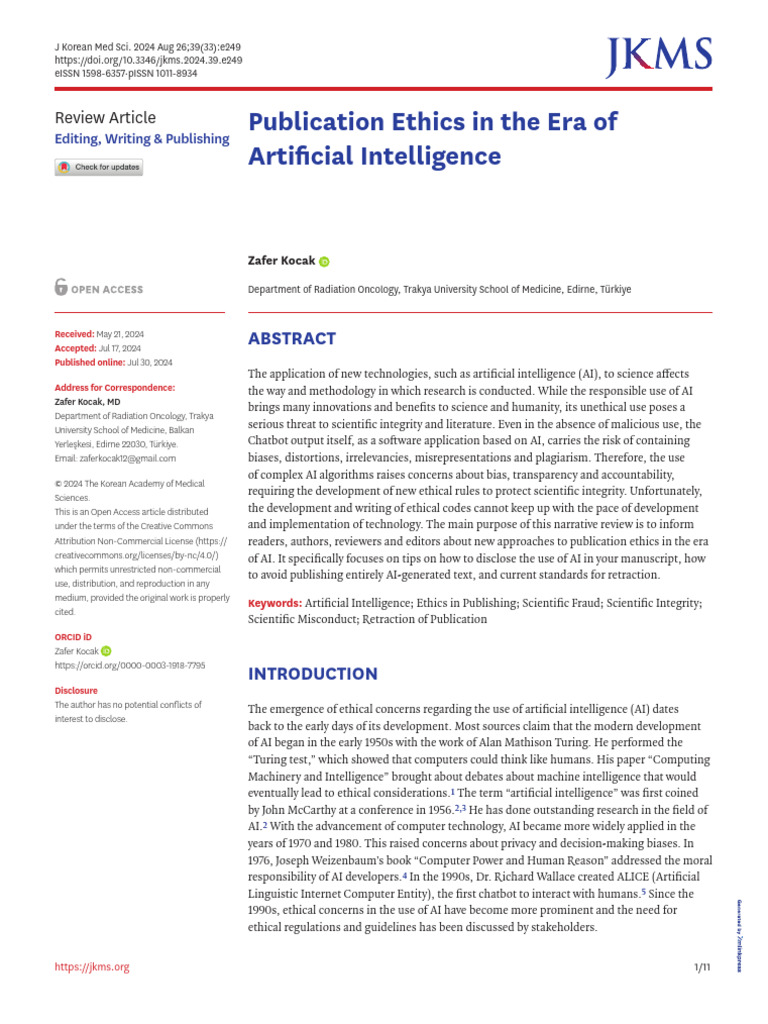 03 - Publication Ethics in the Era of Artificial Intelligence | PDF ...