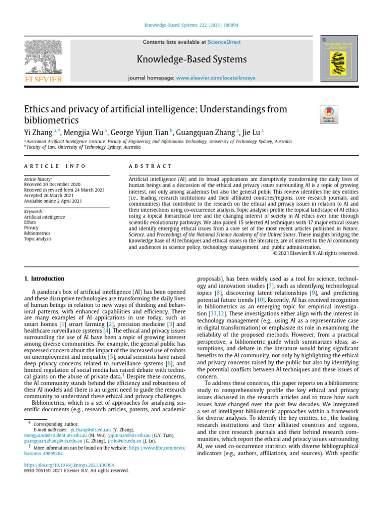 AI Ethics and Privacy: Bibliometric Insights | PDF | Artificial ...