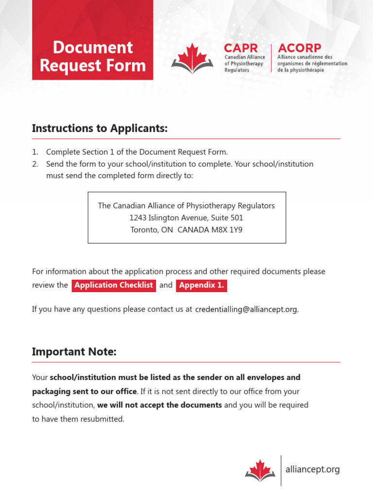 CAPR Document Request Form Guide | PDF | Physical Therapy | Health Care