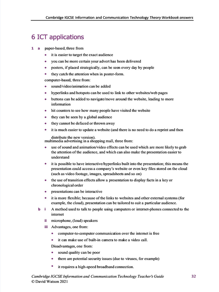 IGCSE ICT Theory Workbook Answers | PDF | Streaming Media | Inference