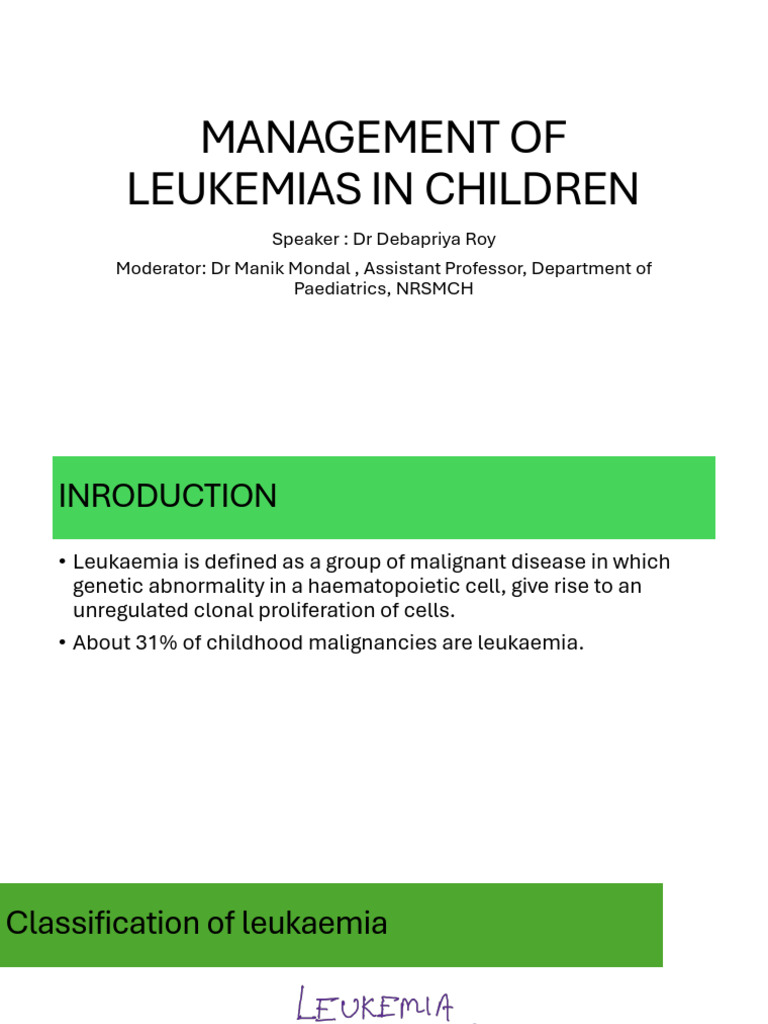 Pediatric Leukemia Management Guide | PDF | Leukemia | Diseases And ...