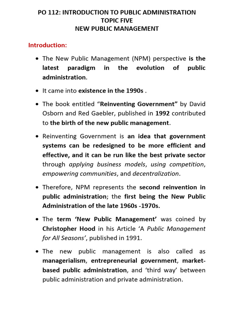 New Public Management Overview | PDF | Economies | Business