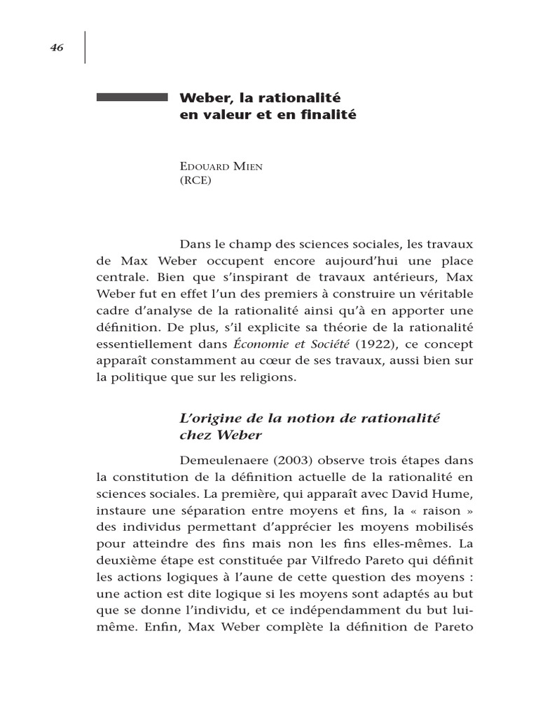 Rationalité axiologique chez Max Weber | PDF | Rationalité | Max Weber