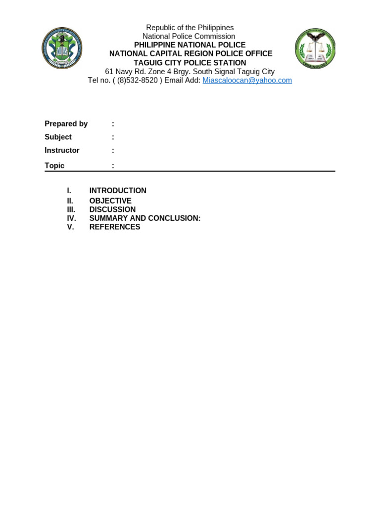 Taguig City Police Station Overview | PDF