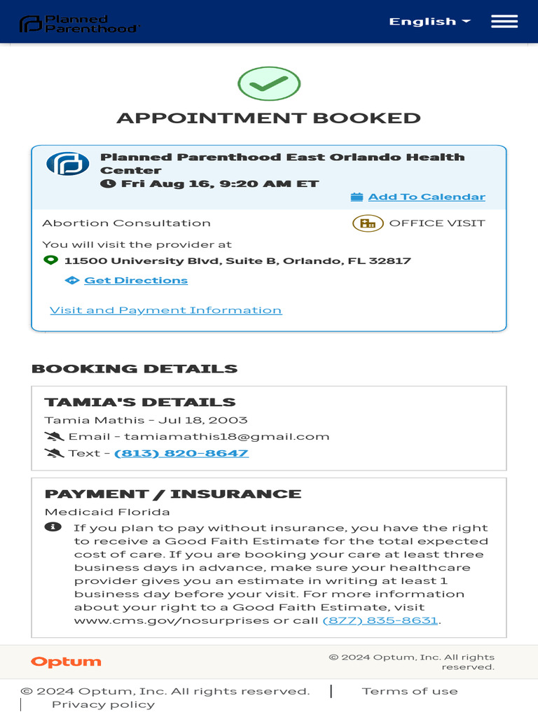 Appointment Confirmation Planned Parenthood PDF