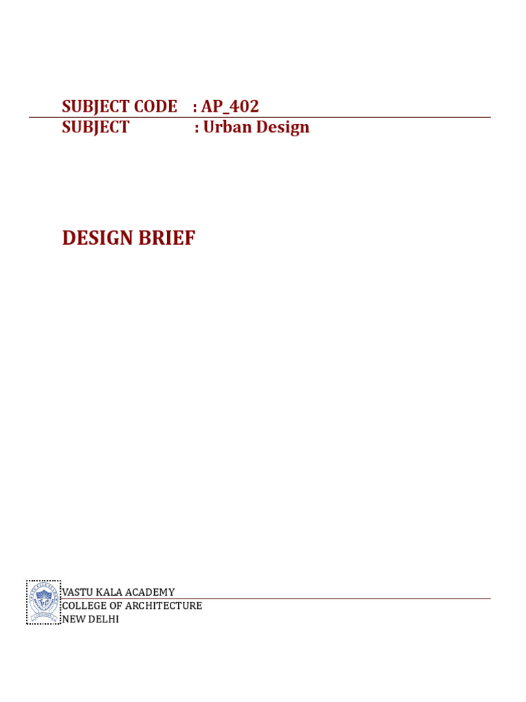 Prposed Urban Design Studio Brief | PDF | Delhi | Economies