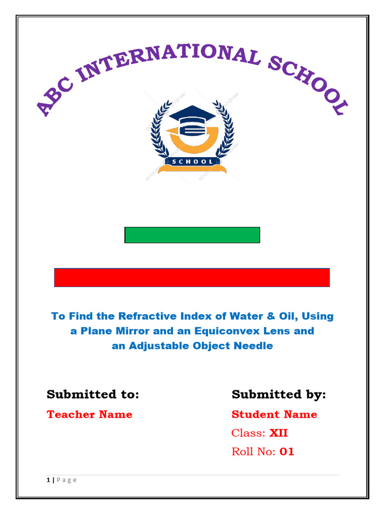 Refractive Index of Water and Oil Experiment | PDF | Refractive Index ...