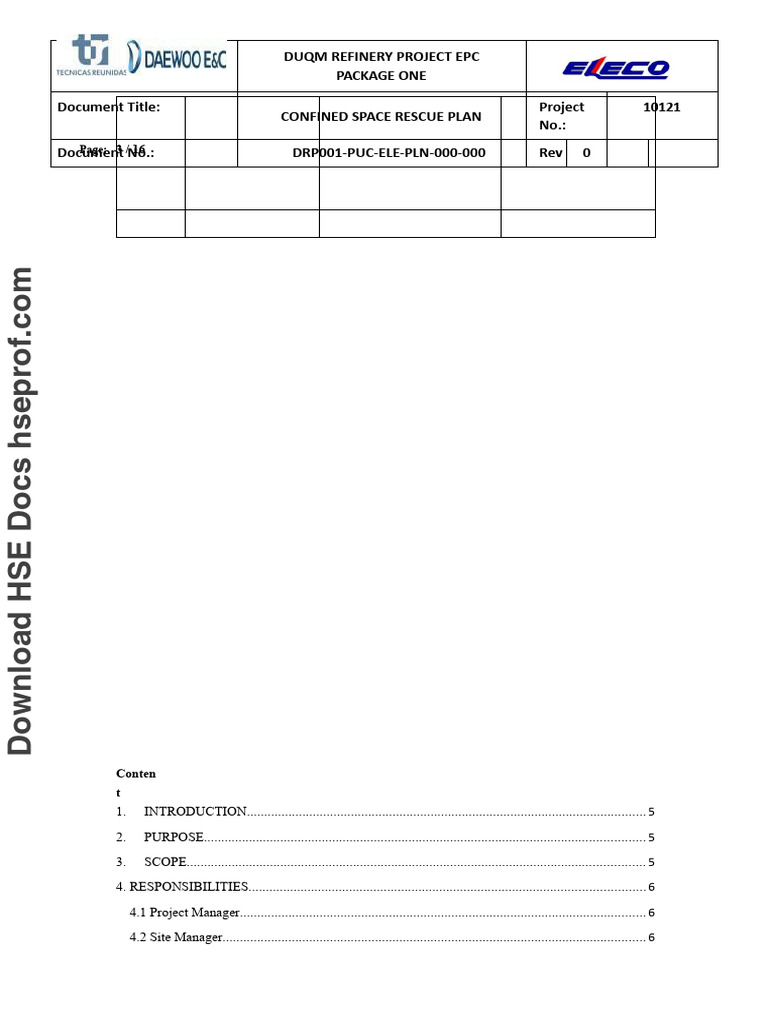 Confined Space Rescue Plan Overview | PDF | First Aid | Emergency