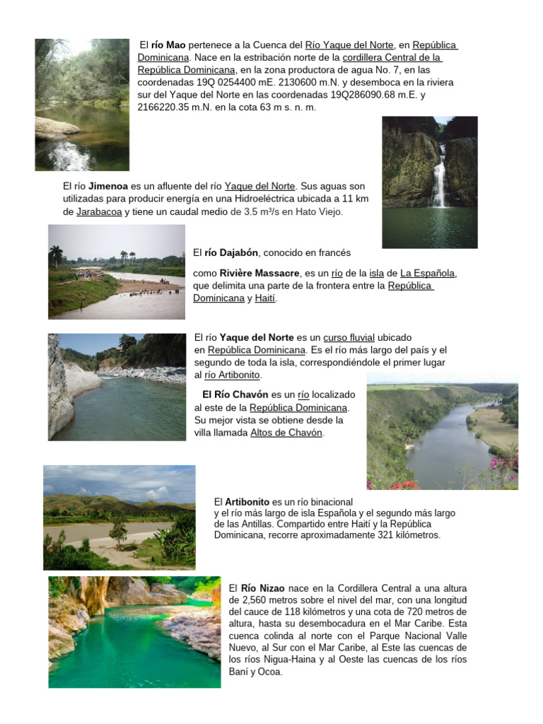 Ríos Principales de la República Dominicana | PDF | Río | República ...