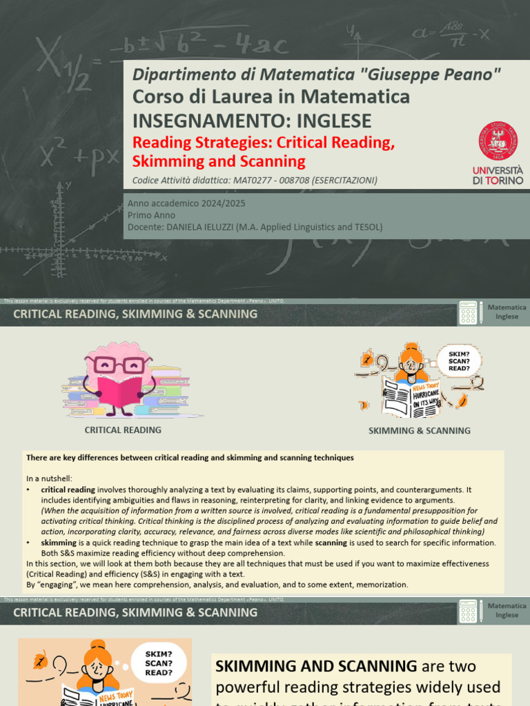 Reading Strategies: Skimming & Scanning | PDF | Speed Reading ...