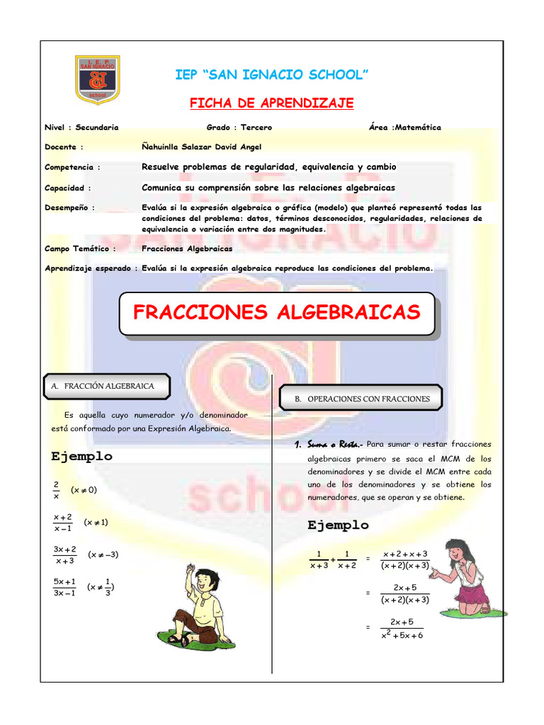 Fracciones Algebraicas En Matemáticas Pdf álgebra Matemáticas