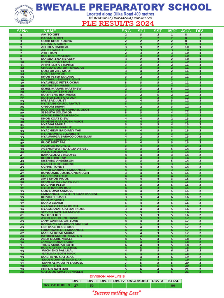 PLE Results 2024 Overview | PDF