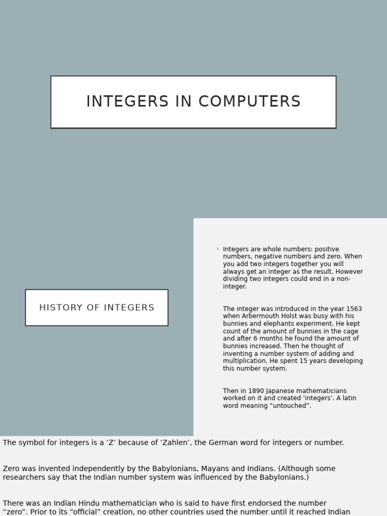 Understanding Integers and Their History | PDF | Integer (Computer ...