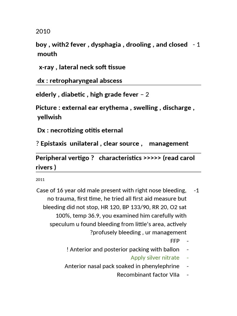 Part 1 - 2010 To1016 - ENT | PDF | Clinical Medicine | Human Diseases ...