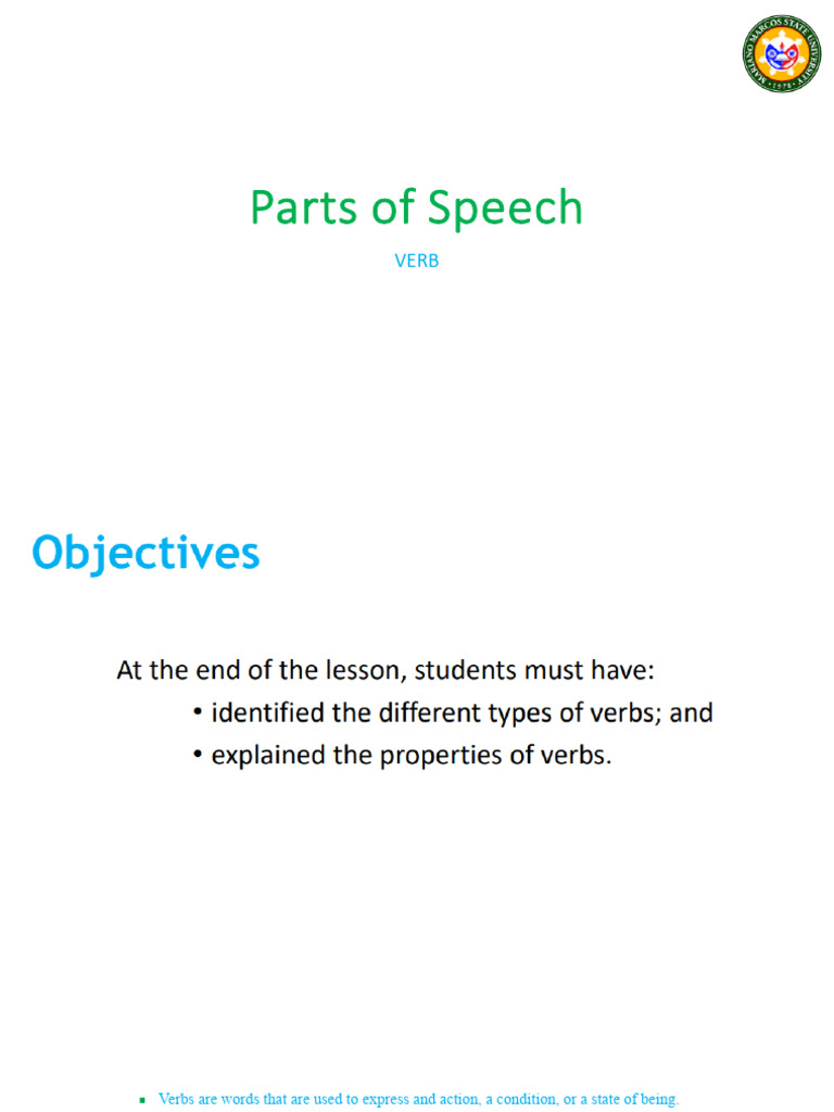Lesson 3 VERBS | PDF | Verb | Adverb