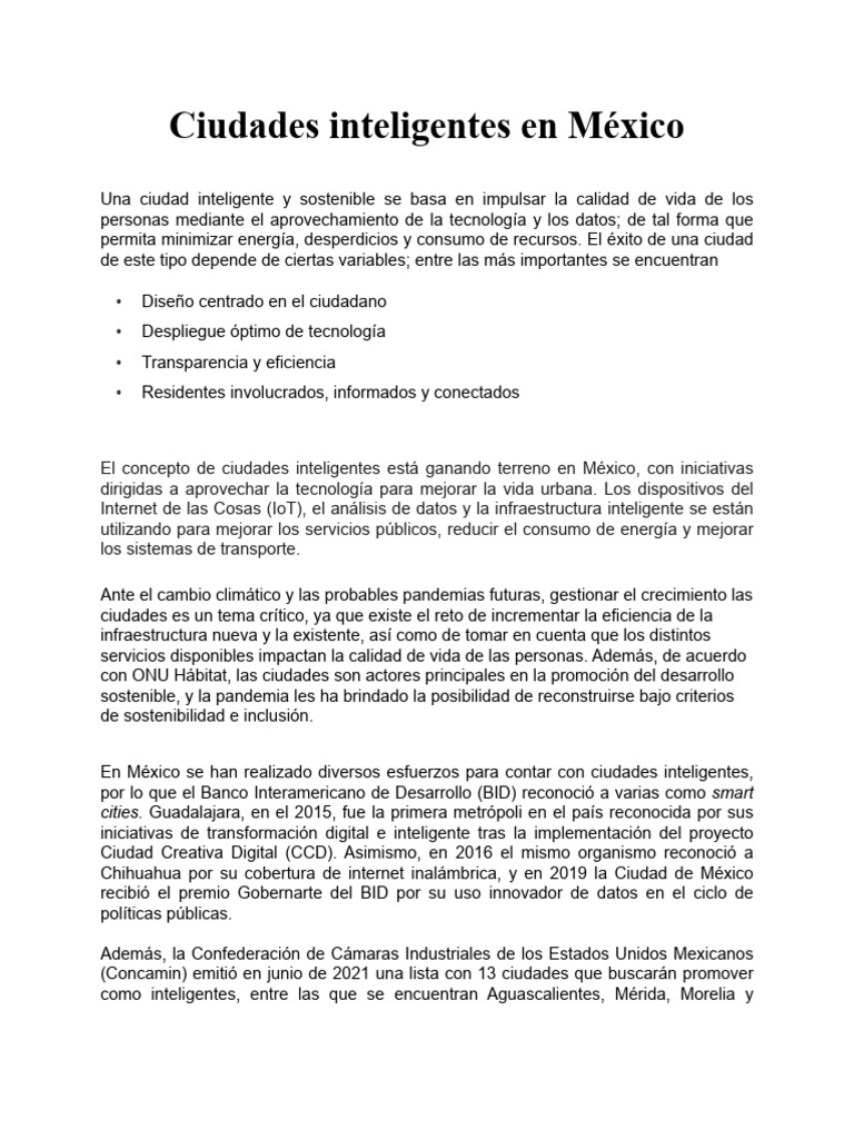 Ciudades Inteligentes en México | PDF | Internet de las Cosas ...