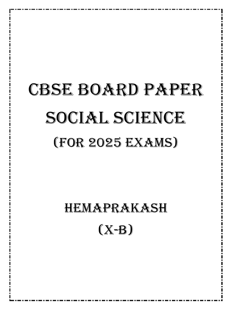 CBSE 2025 Social Science Paper Guide | PDF