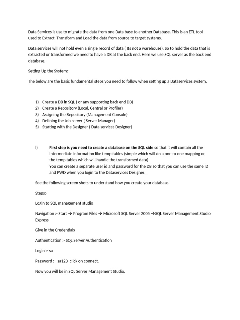 Data Services Setup Guide for SQL Server | PDF | Databases | Microsoft ...