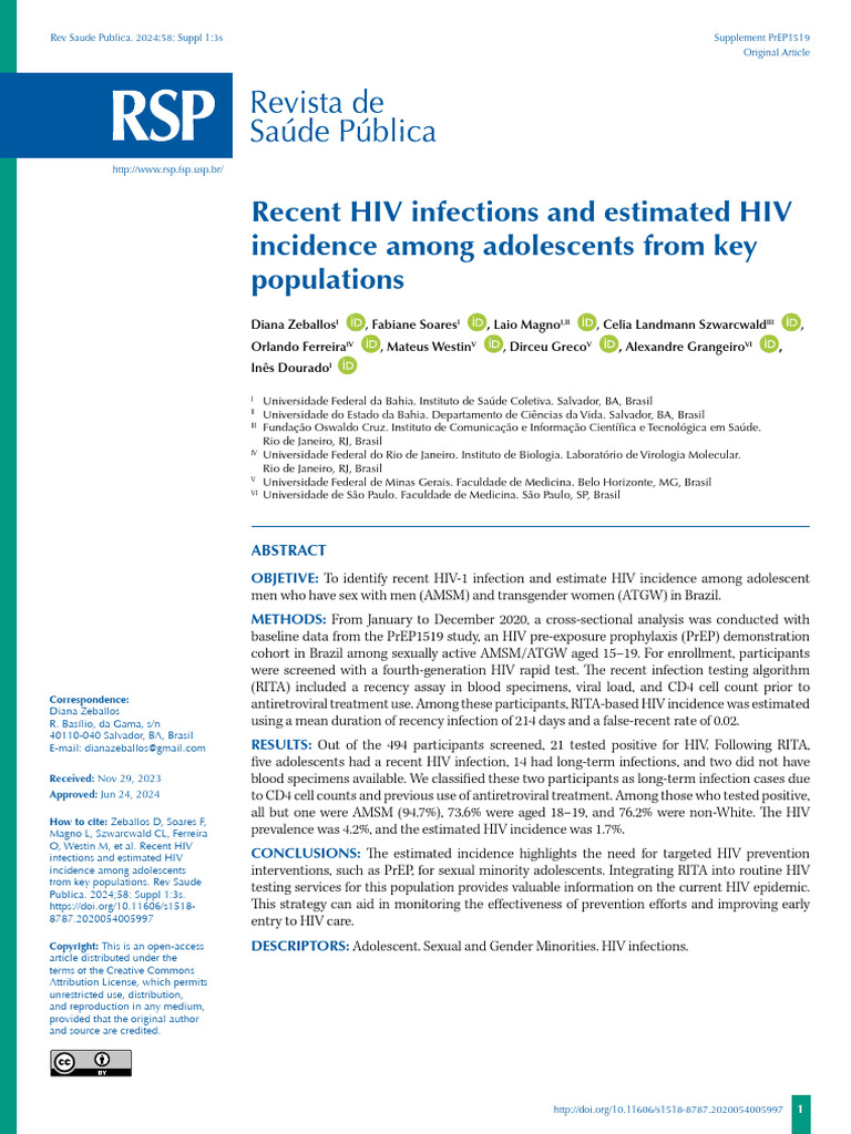 Recent HIV Infections and Estimated HIV | PDF | Men Who Have Sex With ...