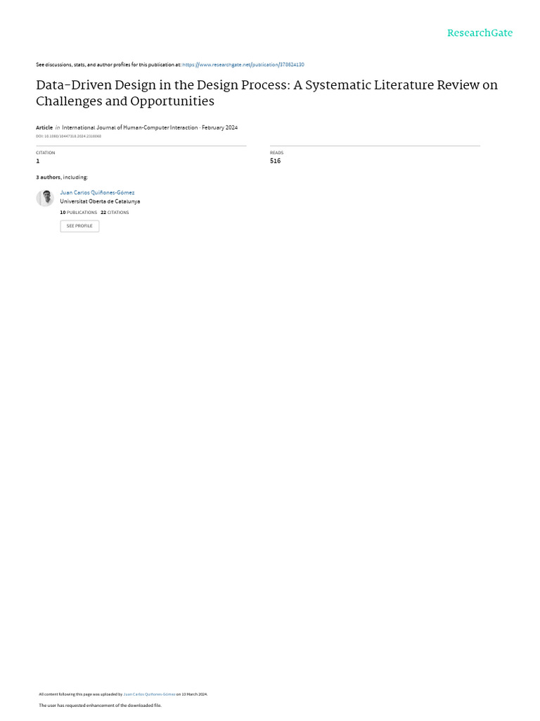 Data-Driven Design in The Design Process: A Systematic Literature ...