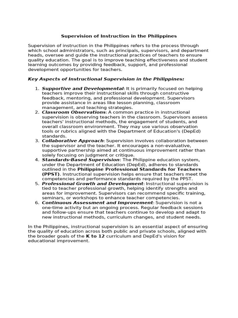 Supervision and Instruction Report | PDF | Teachers | Mentorship