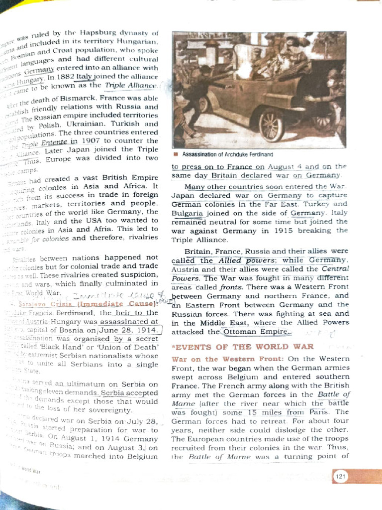 Causes and Events of World War I | PDF | German Empire | Allies Of ...