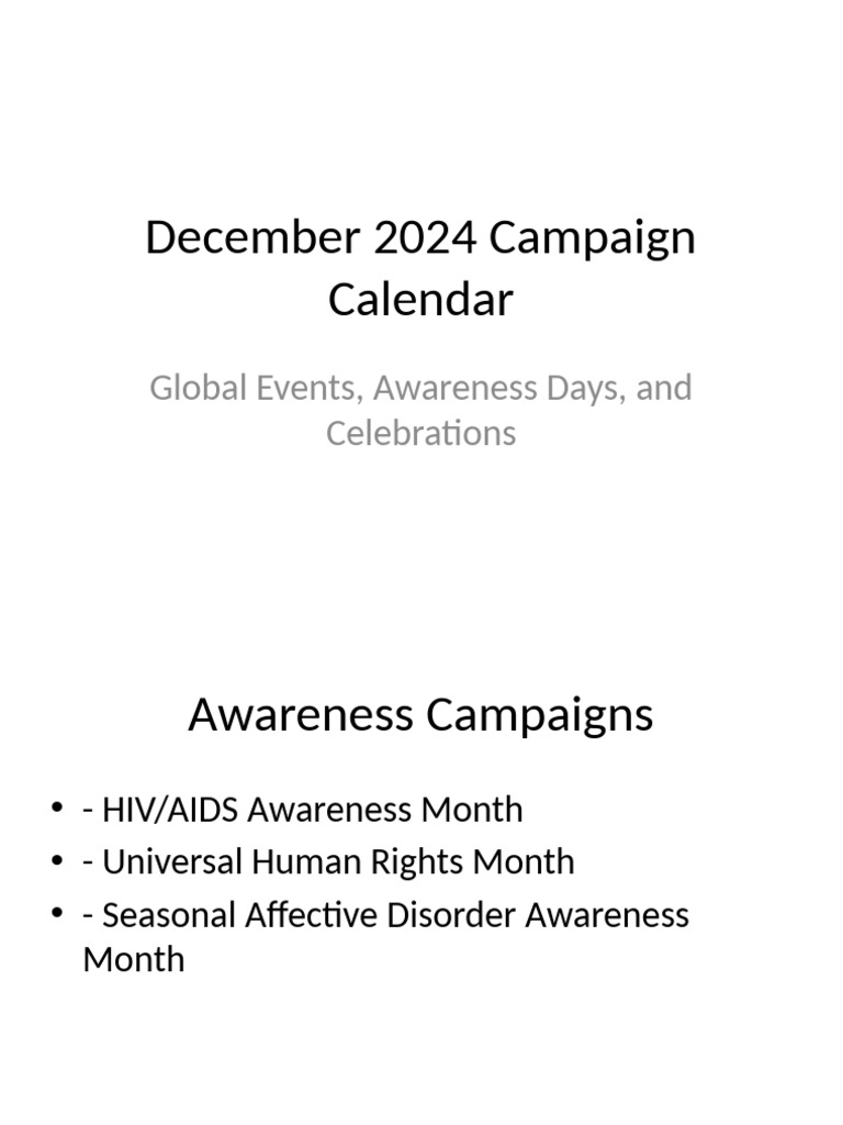 December 2024 Awareness Campaign Calendar | PDF