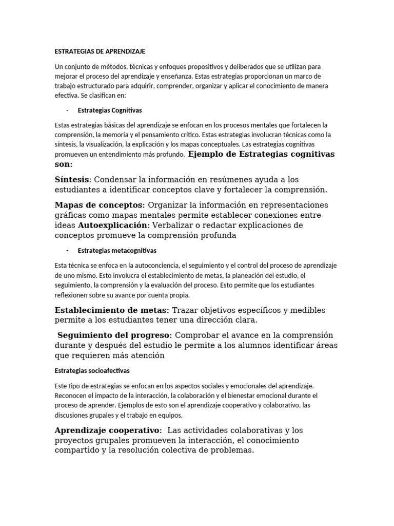 Estrategias Efectivas de Aprendizaje | PDF | Aprendizaje | Pensamiento