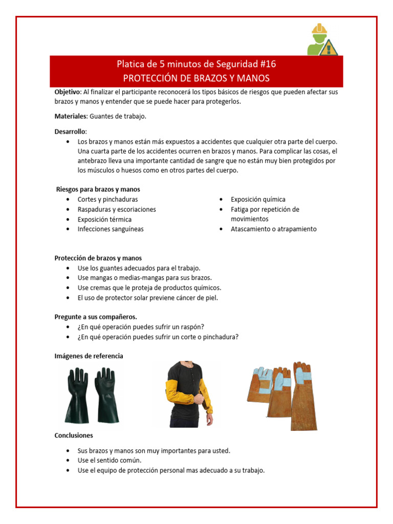 Protección de Brazos y Manos en el Trabajo | PDF