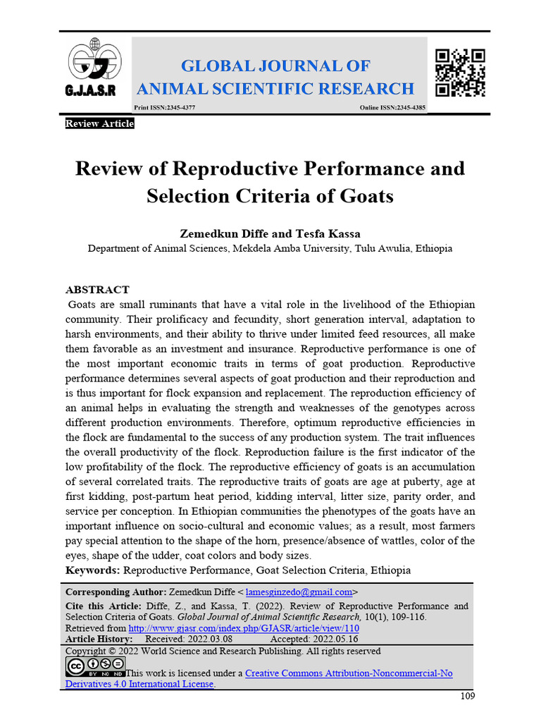 Review of Reproductive Performance and S | PDF | Goat | Natural Selection