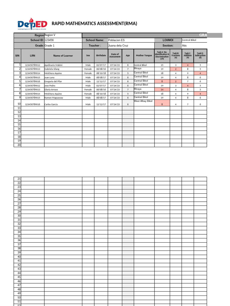 RMA G1Scoresheet v1 Demo | PDF | Philippines