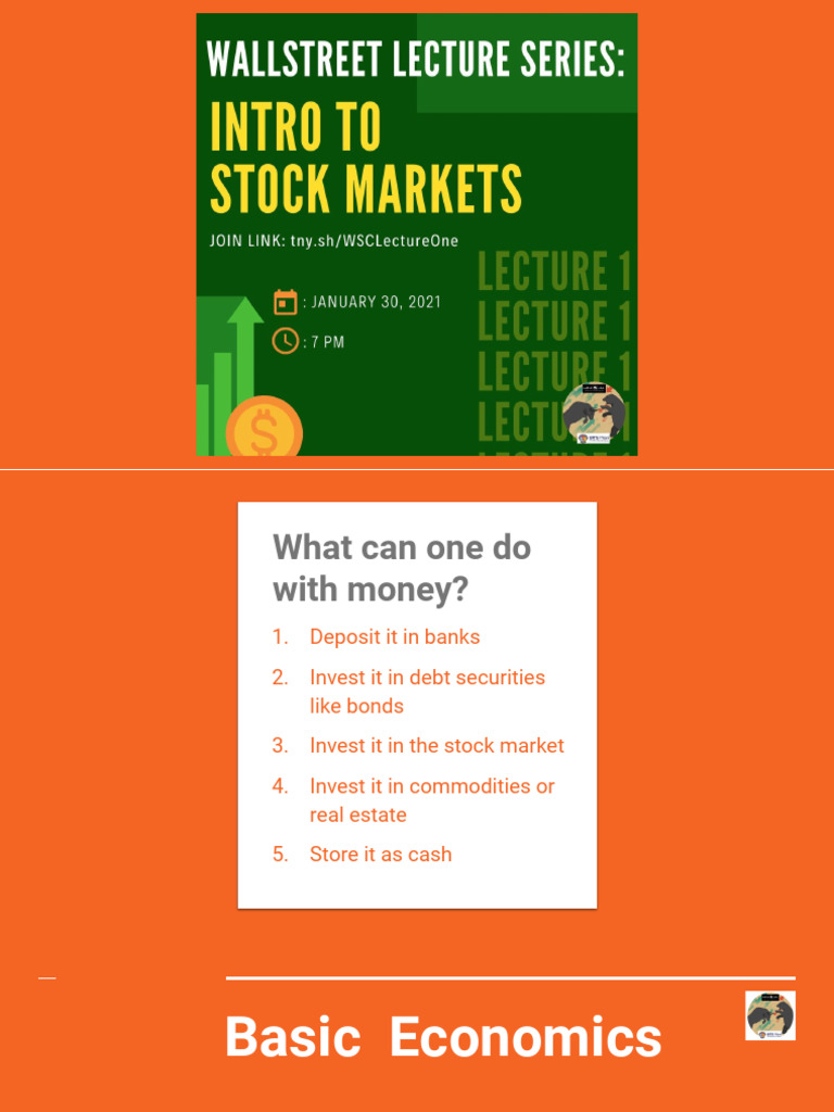 Lecture 1 - Introduction To Stock Markets | PDF | Stocks | Investing