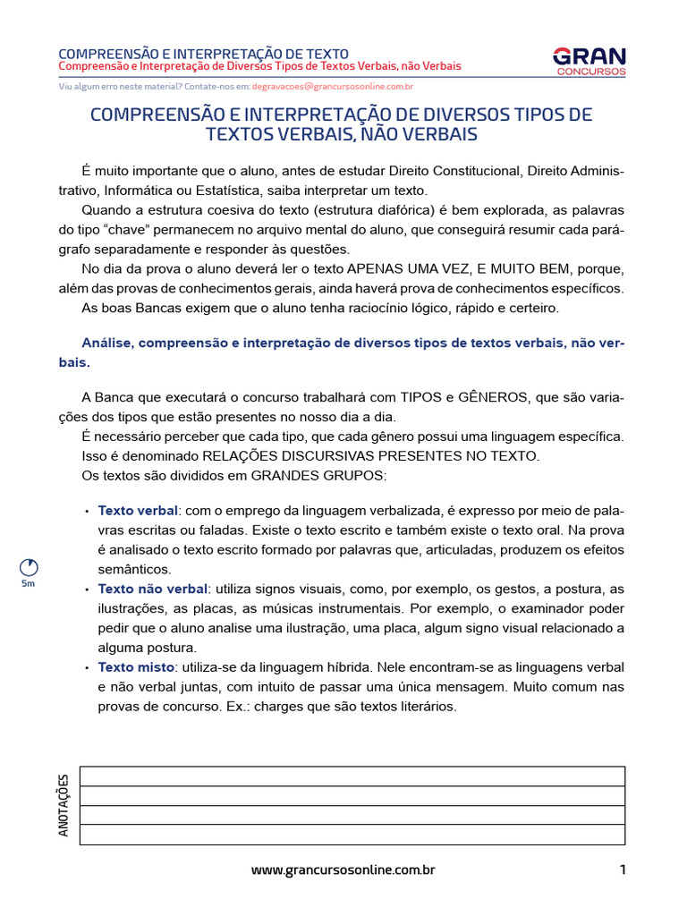 Interpretação de Textos Verbais e Não Verbais | PDF | Interpretação ...